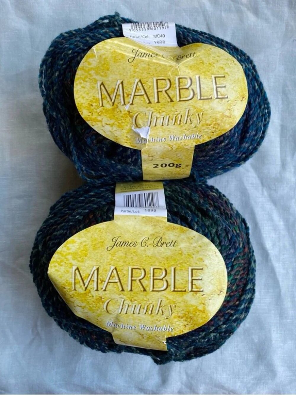 Lot of 2 James C. Brett 100% acrylic 200g Marble Chunky yarn skeins Galaxy